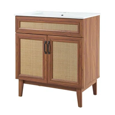 Jonathan Y Javer 30" Single Bathroom Vanity Set In Brown