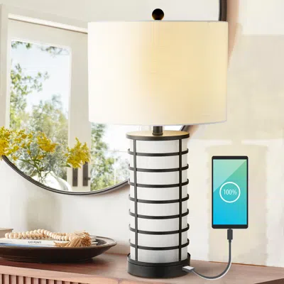 Jonathan Y Jayce 27" Modern Industrial Iron Nightlight Led Table Lamp With Usb Charging Port