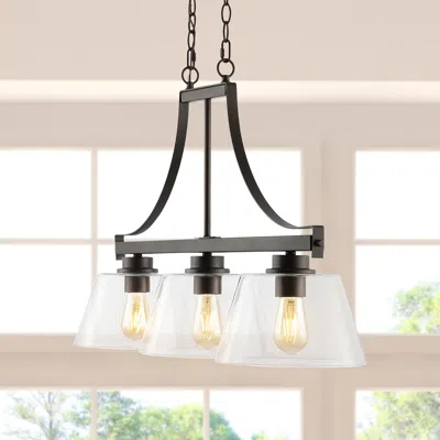 Jonathan Y Jayden 36" 3-light Industrial Farmhouse Iron/glass Linear Led Pendant In Black