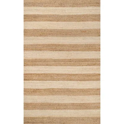 Jonathan Y Jayden Rustic Farmhouse Woven Jute Stripe Area Rug In Nude