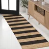 Jonathan Y Jayden Rustic Farmhouse Woven Jute Stripe Natural/bleach 3 Ft. X 5 Ft. Area Rug In Black