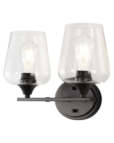 Jonathan Y Jayne 15.75in 2-light Iron/seeded Glass Cottage Rustic Led Vanity Light In Metallic