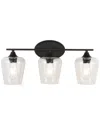 Jonathan Y Jayne 23in 3-light Iron/seeded Glass Cottage Rustic Led Vanity Light In Metallic