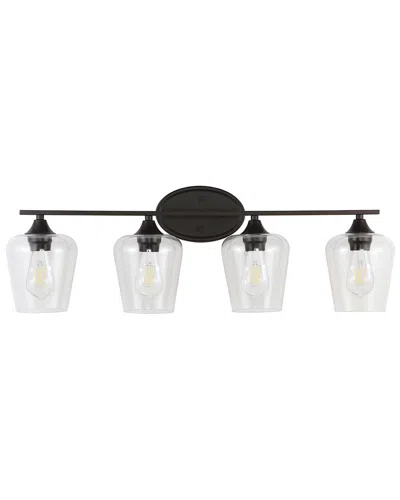 Jonathan Y Jayne 32in 4-light Iron/seeded Glass Cottage Rustic Led Vanity Light In Metallic