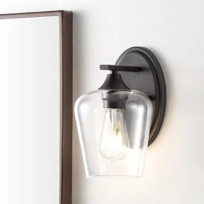 Jonathan Y Jayne 6" 1-light Iron/glass Cottage Rustic Led Vanity Light In Black