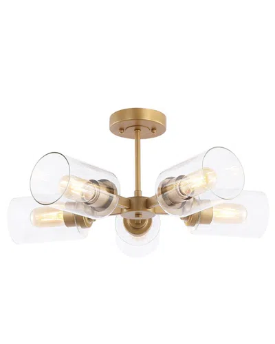 Jonathan Y Jaynie 21.5in 5-light Cylinder Led Semi Flush Mount In Gold