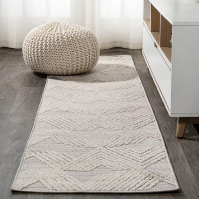 Jonathan Y Jazz High-low Pile Art Deco Geometric Indoor/outdoor Area Rug In Beige