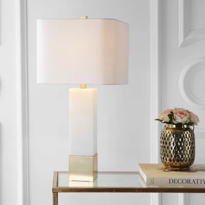 Jonathan Y Jeffrey 29" Metal/marble Led Table Lamp In Brass Gold/white