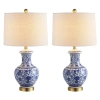 Jonathan Y Jennifer 25.25" Ceramic/metal Led Table Lamp, Blue/white In Blue/white