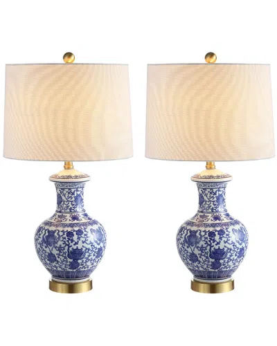 Jonathan Y Jennifer 25.25in Ceramic Metal Led Table Lamp In Blue