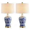 Jonathan Y Jennifer 25.75" Ceramic/metal Led Table Lamp In Blue/white