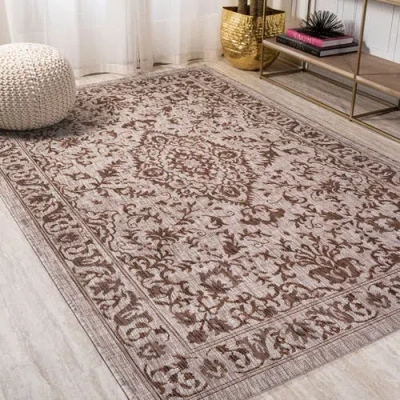 Jonathan Y Jerash Ornate Medallion Indoor/outdoor Area Rug In Brown/beige