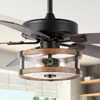 Jonathan Y Joanna 52" 2-light Rustic Industrial Iron/wood/seeded Glass Mobile-app/remote-controlled Led Ceiling