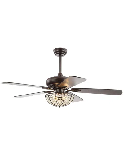 Jonathan Y Joanna 52in 3-light Bronze Crystal Led Ceiling Fan With Remote In Brown