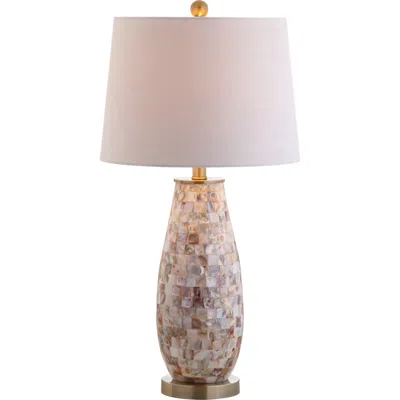 Jonathan Y Jocelyn 28" Seashell Led Table Lamp, Natural In Natural/brass Gold