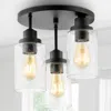 Jonathan Y Jonah 12" 3-light Bohemian Farmhouse Iron/seeded Glass Led Semi Flush Mount