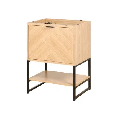 Jonathan Y Juhl 23.5 In. W X 18 In. D X 33 In. H Chevron-front Modern Minimalist 2-shelf Bath Vanity Cabinet On In Oak
