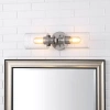 Jonathan Y Jules Cylinder 2-light Iron/seeded Glass Farmhouse Contemporary Led Wall Sconce In Nickel