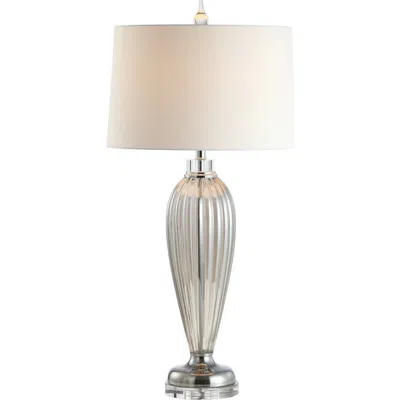 JONATHAN Y JONATHAN Y JULIAN 33.5" GLASS/CRYSTAL LED TABLE LAMP, SMOKED GREY