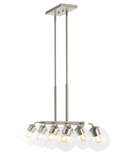 Jonathan Y Julian 33in 8-light Farmhouse Bohemian Iron/glass Linear Led Pendant In Nickel