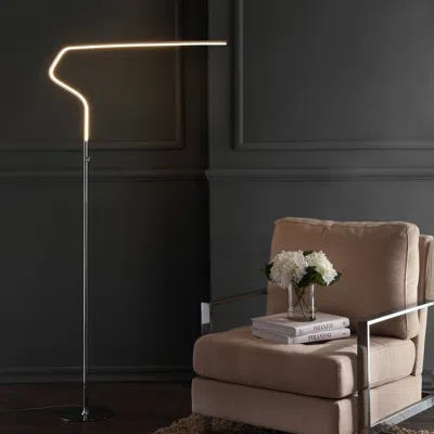 Jonathan Y Julian 65.25" Integrated Led Metal Floor Lamp In Gray