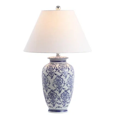 Jonathan Y Juliana 26.25" Chinoiserie Ceramic Led Table Lamp, Blue/white