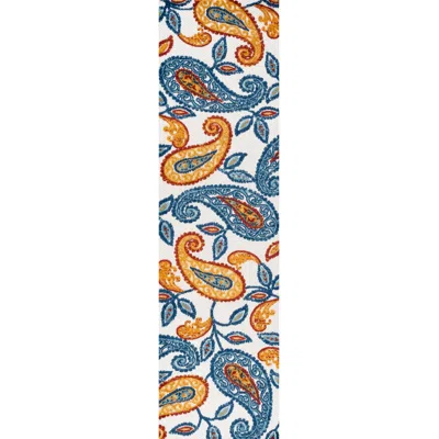 Jonathan Y Julien Paisley High-low Light Indoor/outdoor Area Rug In Orange/blue
