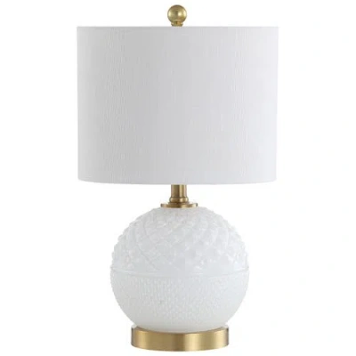Jonathan Y Julienne Glass/metal Led Table Lamp In White/brass Gold