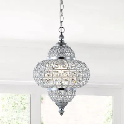Jonathan Y Juliette 12" Crystal/metal Led Pendant Pendant In White
