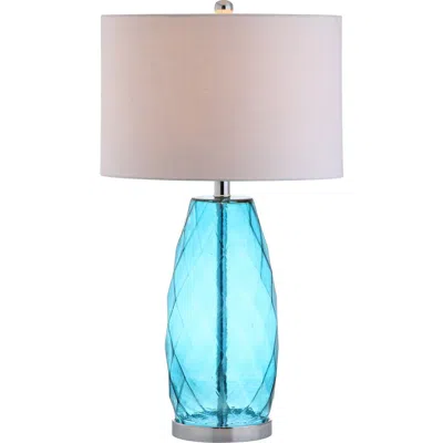 Jonathan Y Juliette 26.5" Glass/metal Led Table Lamp In Moroccan Blue