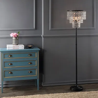 Jonathan Y Juliette 60" Crystal/metal Floor Lamp In Black