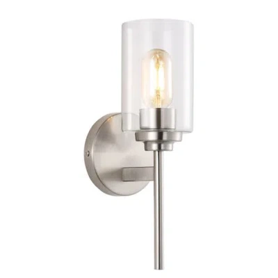 Jonathan Y Juno 1-light Farmhouse Industrial Iron Cylinder Led Sconce In Nickel