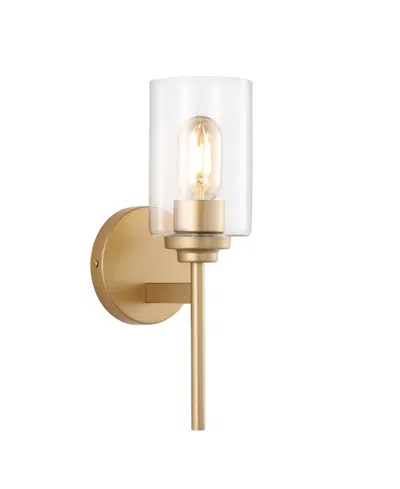 Jonathan Y Juno 1-light Farmhouse Industrial Iron Cylinder Led Sconce In Gold