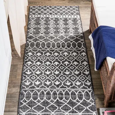 Jonathan Y Kafel  Bohemian Indoor/outdoor Area Rug In Black/ivory