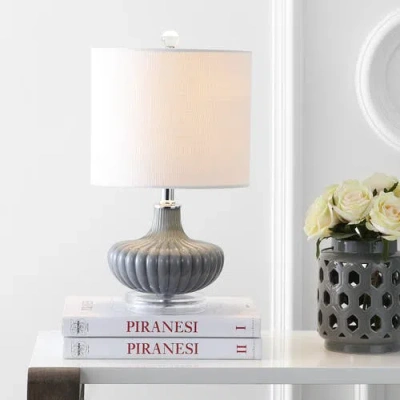 Jonathan Y Kamille Glass And Lucite Led Table Lamp In Gray/clear
