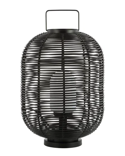Jonathan Y Kandella 26.7in Outdoor Woven Oval Asian Led Lantern In Black