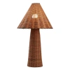 Jonathan Y Kara 26.5" Modern Coastal Woven Rattan Tapered Cylinder Led Table Lamp In Brown