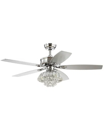 Jonathan Y Kate 48in 3-light Glam Crystal Drum Led Ceiling Fan With Remote In Silver