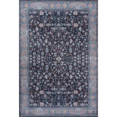 Jonathan Y Kemer All-over Persian Machine-washable Area Rug In Black/blue