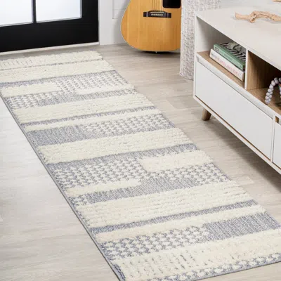 Jonathan Y Kerstin Geometric High-low Area Rug In Cream/gray