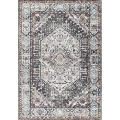 Jonathan Y Kesan Vintage Medallion Area Rug In Charcoal Gray/ivory