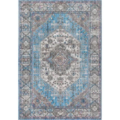 Jonathan Y Kesan Vintage Medallion Area Rug In Turquoise/gray