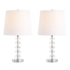 Jonathan Y Designs 22in Set Of 2 Kevin Glass & Metal Led Table Lamps In Clear/chrome