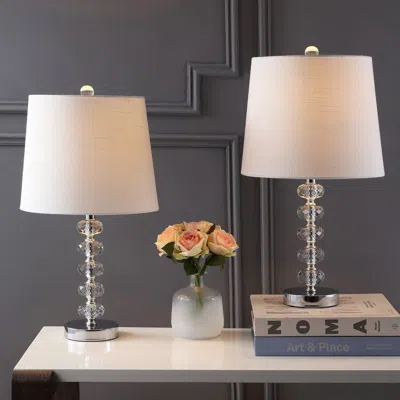 Jonathan Y Kevin 22" Glass/metal Led Table Lamp (set Of 2) In Neutral