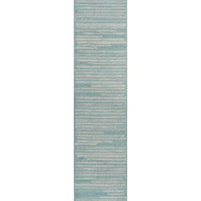 Jonathan Y Khalil Modern Berber Stripe Area Rug In Turquoise/cream
