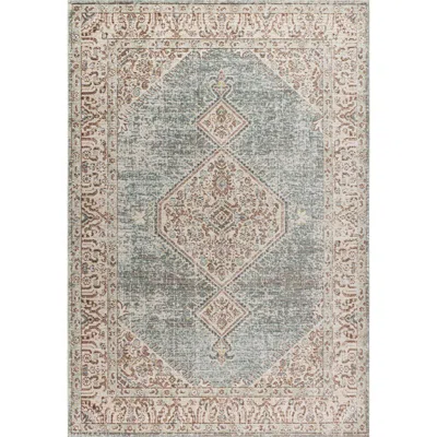 Jonathan Y Khilana Floral Medallion Chambray Area Rug In Light Blue/ivory