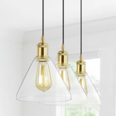 Jonathan Y Kiawah Island 30.5" 3-light Metal/glass Contemporary Modern Led Pendant In Transparent