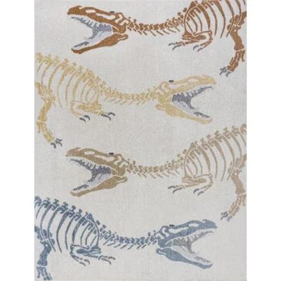 Jonathan Y Kingdarr T-rex Modern Kids Machine-washable Area Rug In Cream/multi
