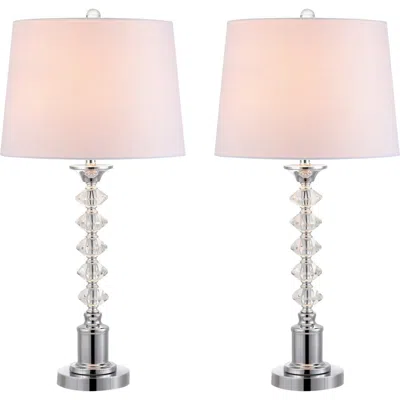 Jonathan Y Kinsley 28" Crystal Led Table Lamp, Clear/chrome