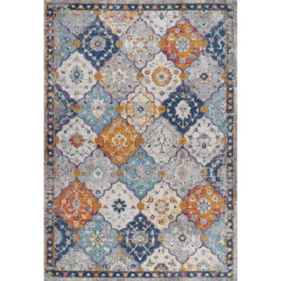 Jonathan Y Kirman Bohemian Medallion Area Rug In Light Gray/blue/orange